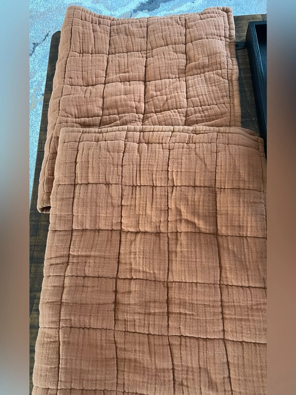 Quince Organic Cotton Gauze Box Quilt Sham Set, King (Terracotta)